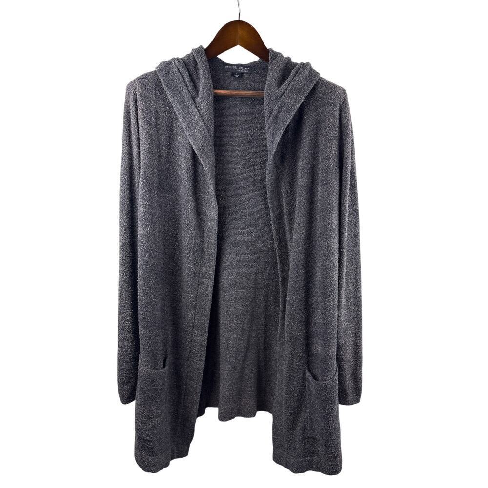 Women’s Barefoot Dreams XL Grayish Blue Hooded Plush Cardigan